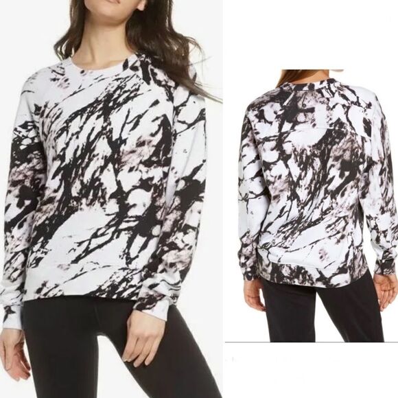 ZELLA Jamie Ink Print Terry Crewneck Sweatshirt-XS - Picture 1 of 11